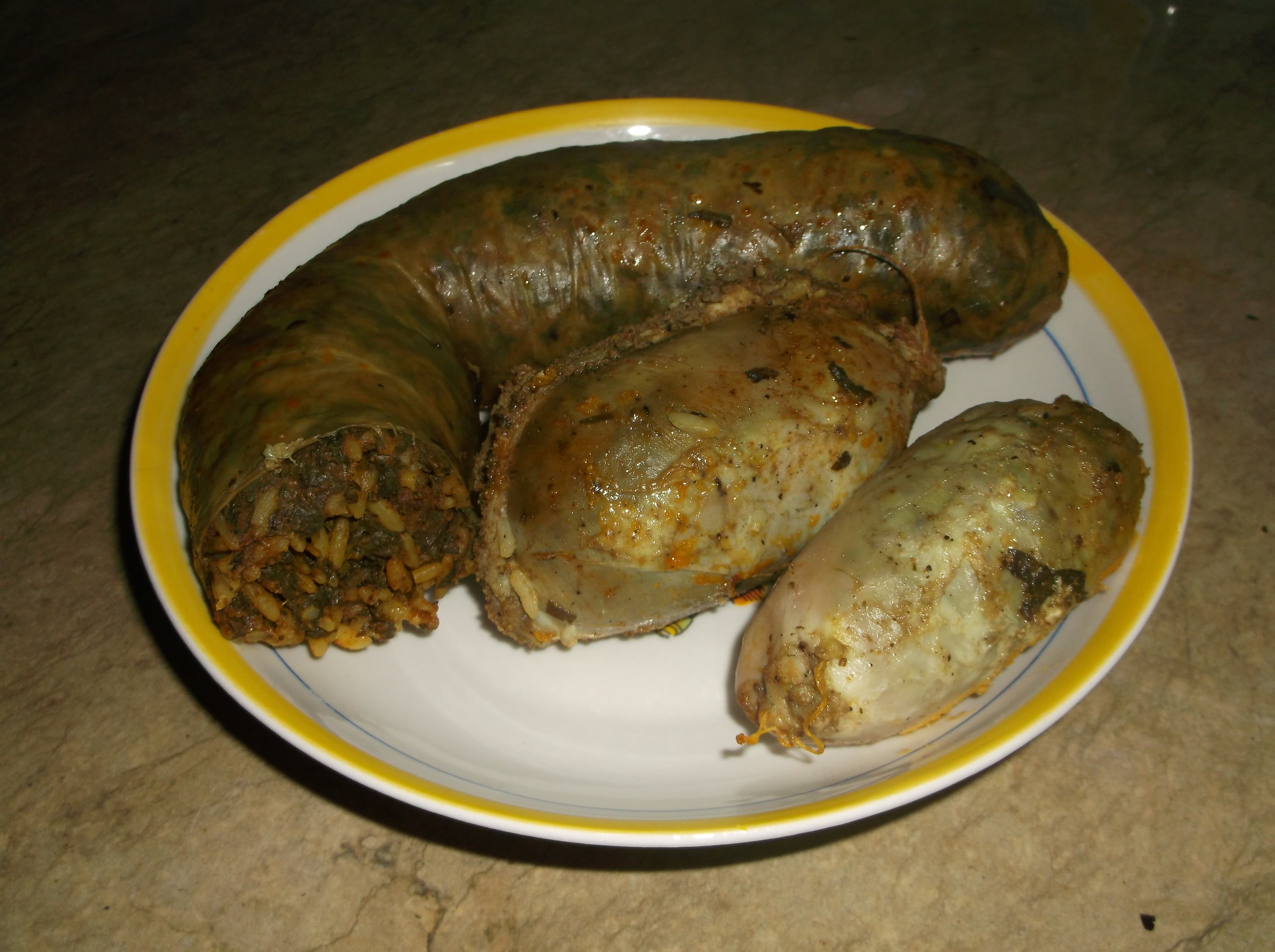 Usban — a algerian main course dish from Algeria — featuring offal sausage, herb-spiced, long-braised