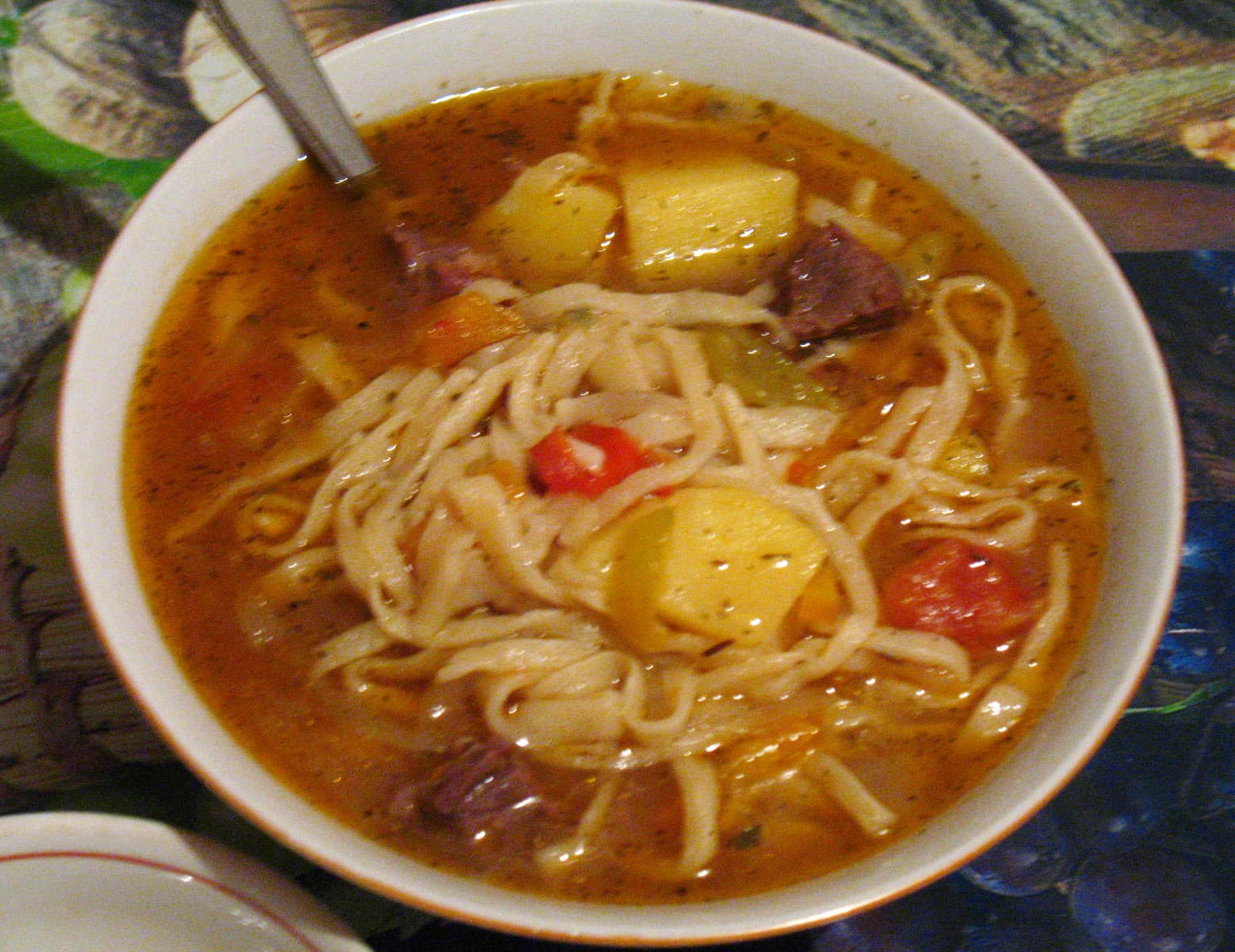 Kesme — a turkish main course dish from Turkey — featuring hand-rolled, sun-dried, egg noodle