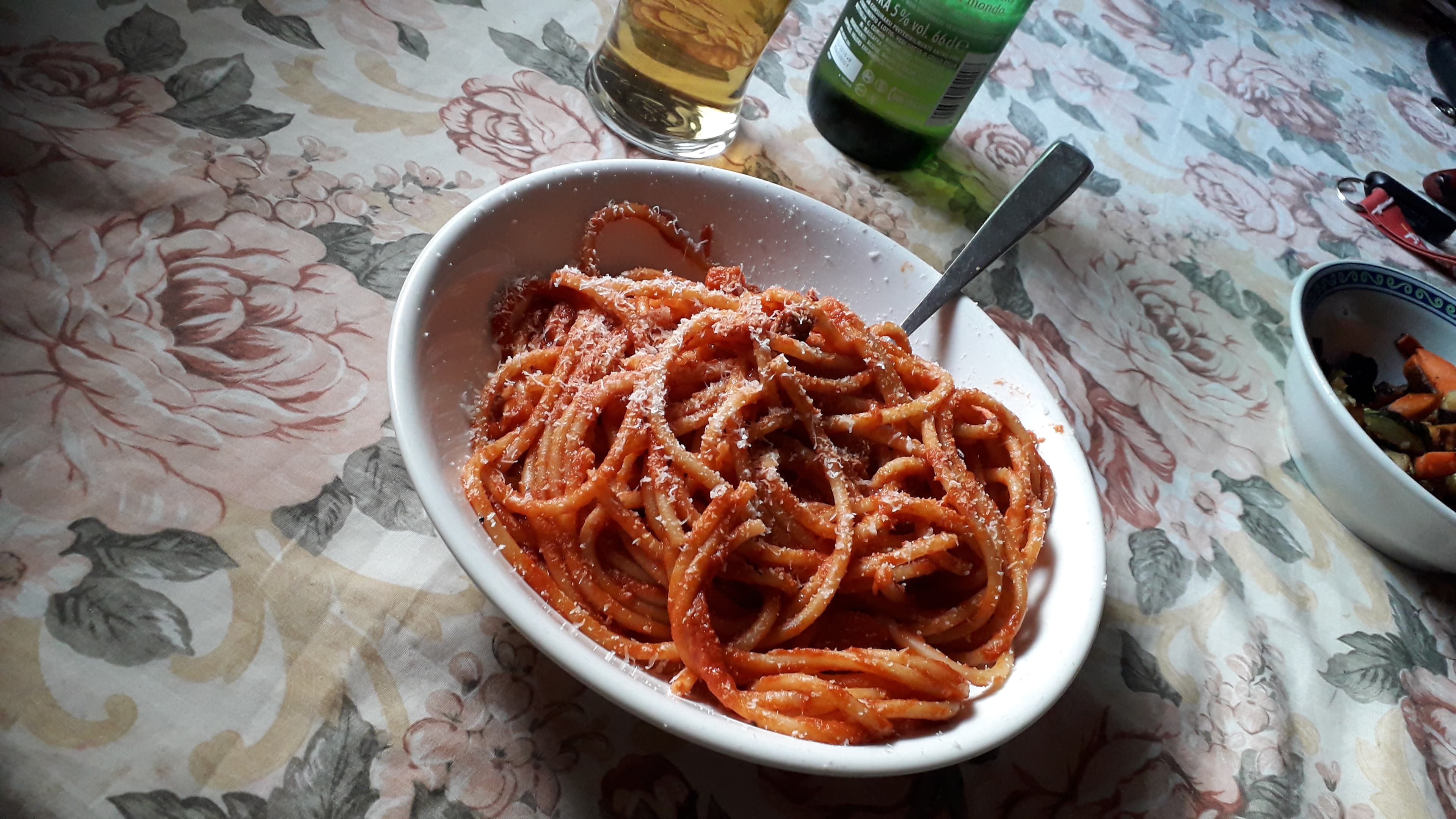 Amatriciana sauce — a italian main course dish from Italy — featuring cured pork-forward, mountain origin, protected tradition