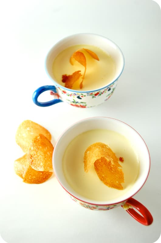 Tuile — a french main course dish from France — featuring crispy wafer, hand-shaped, French classic