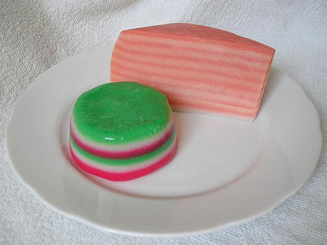 Khanom chan — a thai dessert dish from Thailand — featuring layered, coconut-forward, tapioca-based