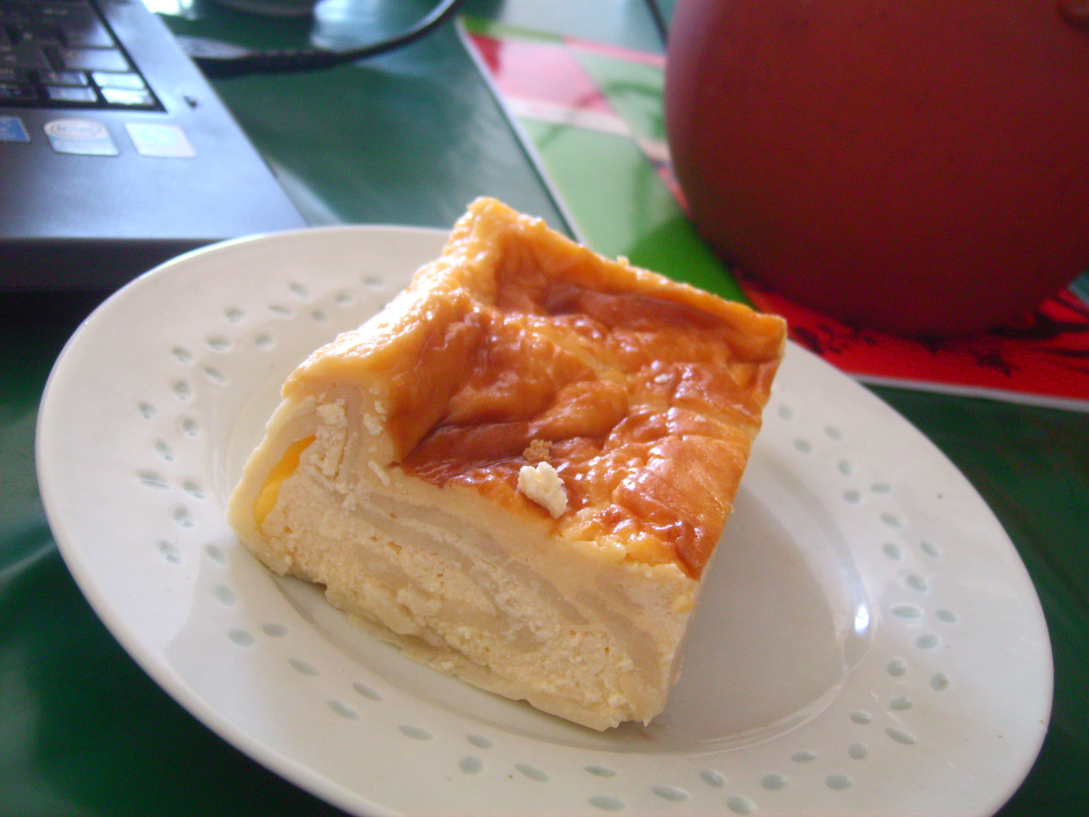 Milk-cream strudel — a austrian main course dish from Austria — featuring oven-baked, bread-studded, cream-custard filling