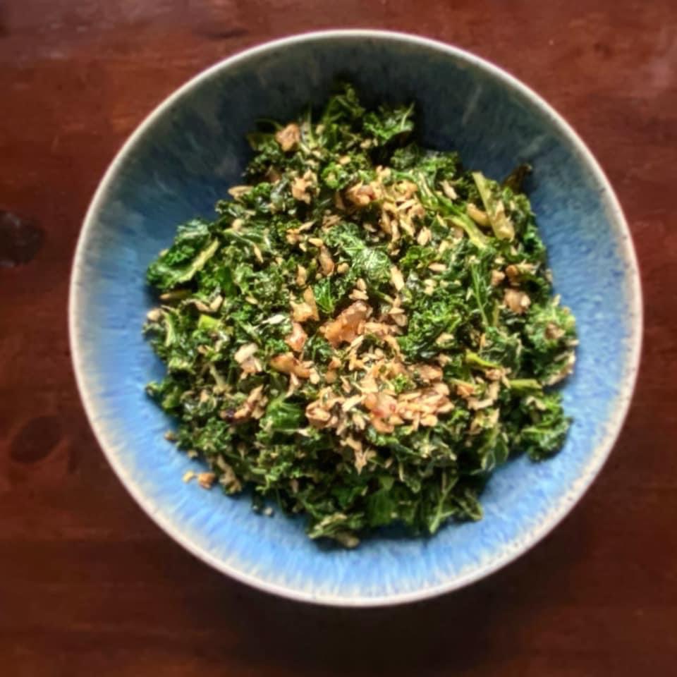 Mallung — a sri lankan main course dish from Sri Lanka — featuring shredded greens, coconut-based, lightly cooked
