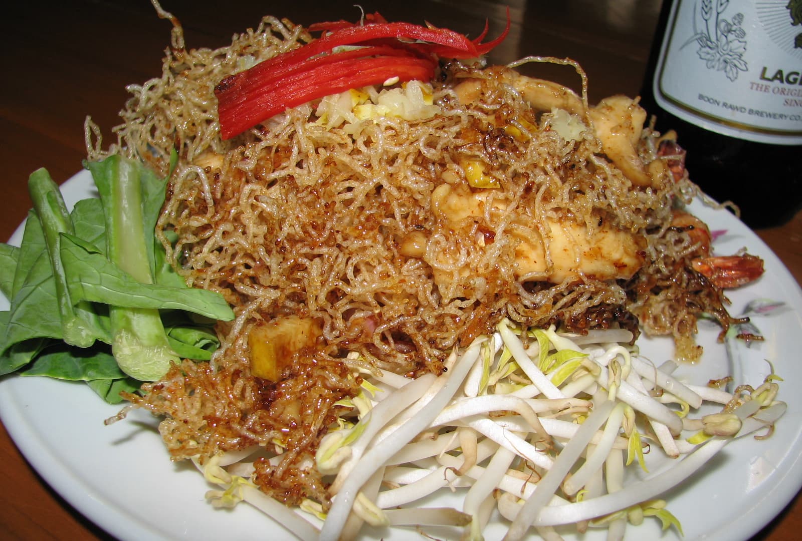 Mi krop — a thai main course dish from Thailand — featuring crispy-fried, sweet-and-sour, citrusy
