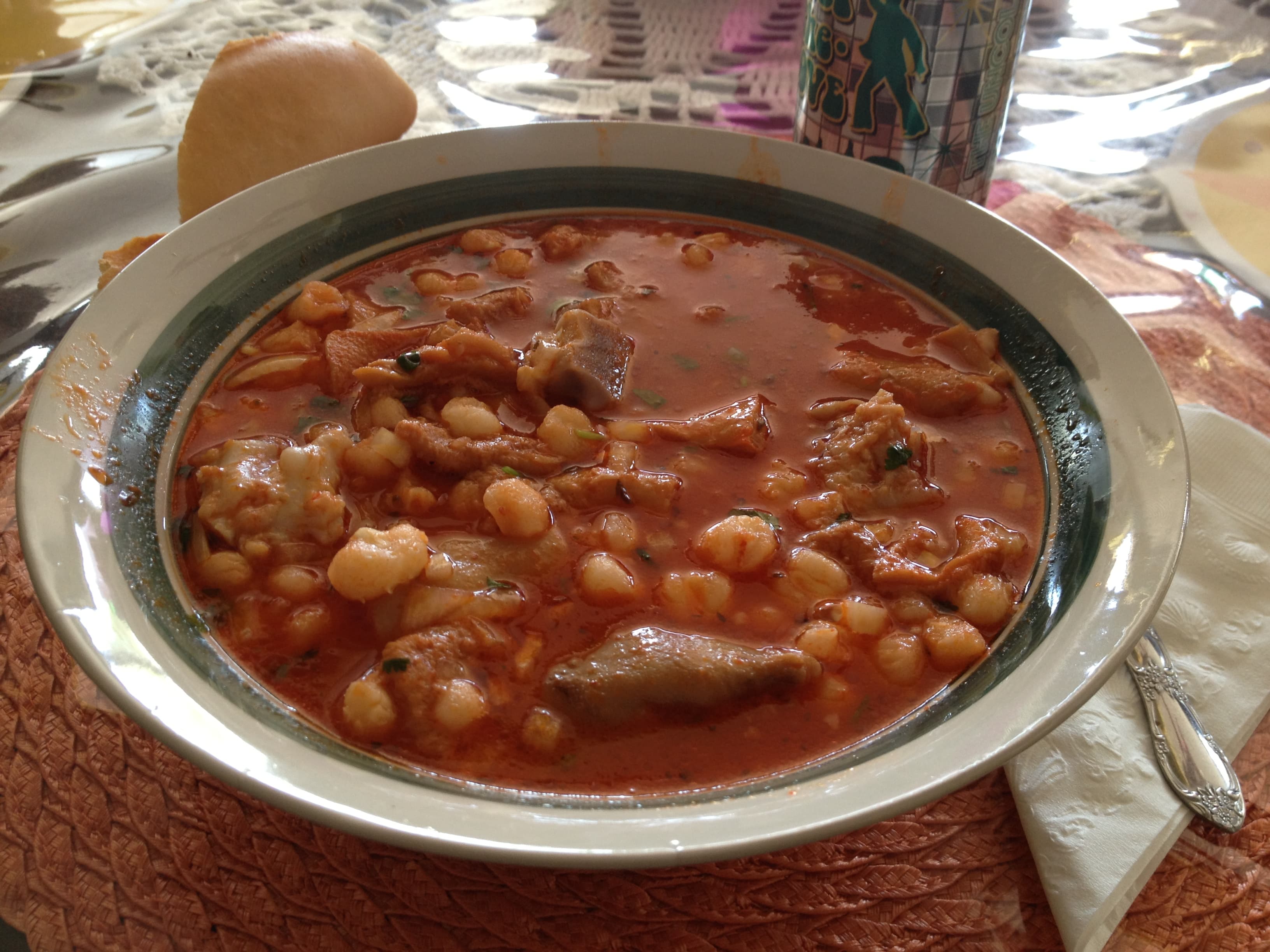 Menudo (Mexican soup) — a mexican main course dish from Mexico — featuring tripe-based, chili-forward, broth-driven