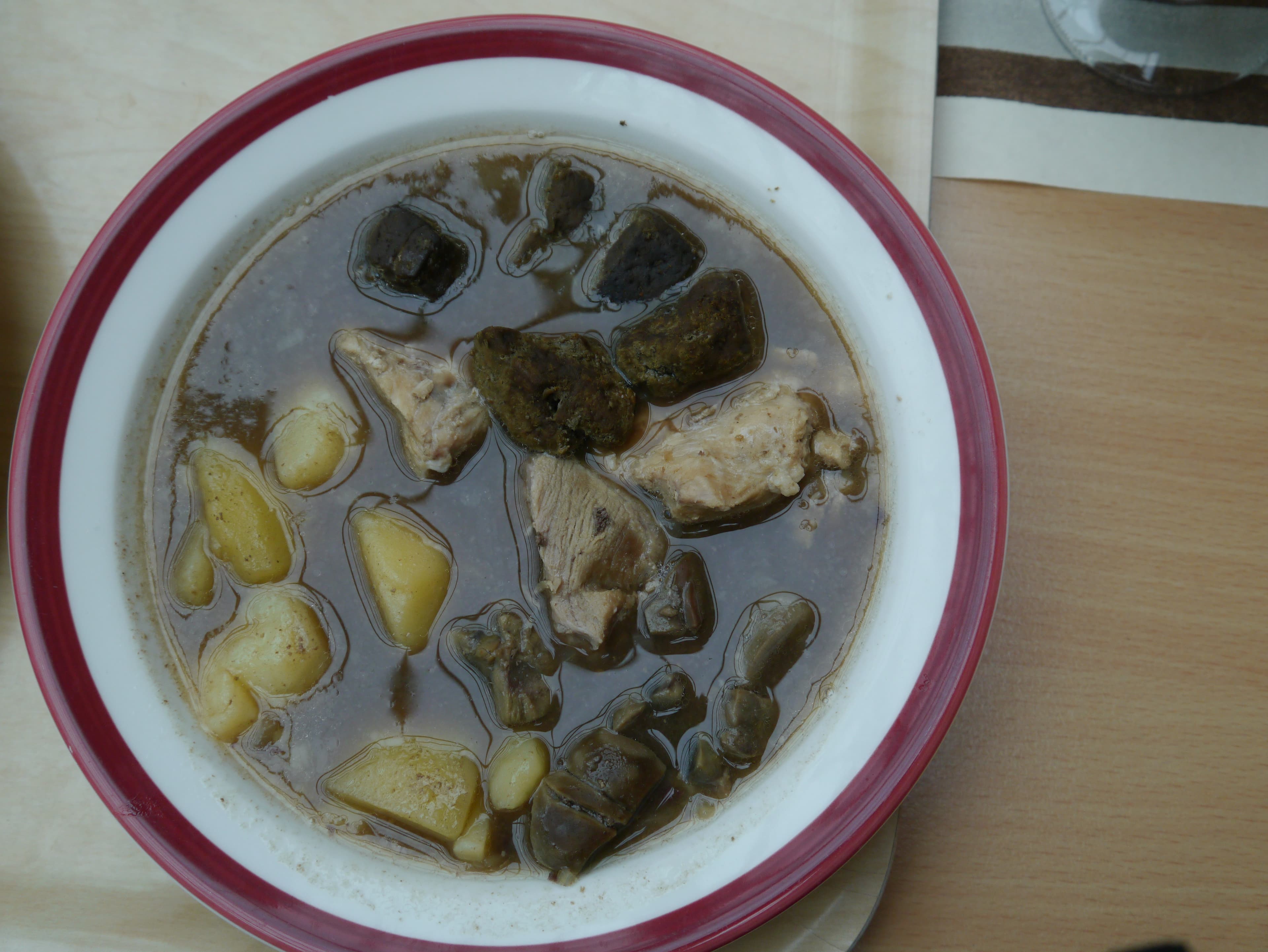 Mykyrokka — a finnish main course dish from Finland — featuring blood-based, grain dumplings, offal-forward