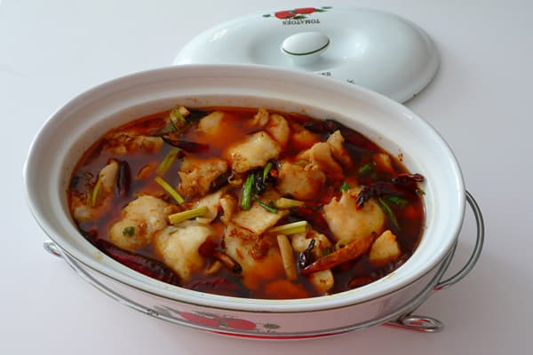 Shuizhu — a people's republic of china cuisine main course dish from People's Republic of China — featuring quick-poached meat, Sichuan heat, numbing spice