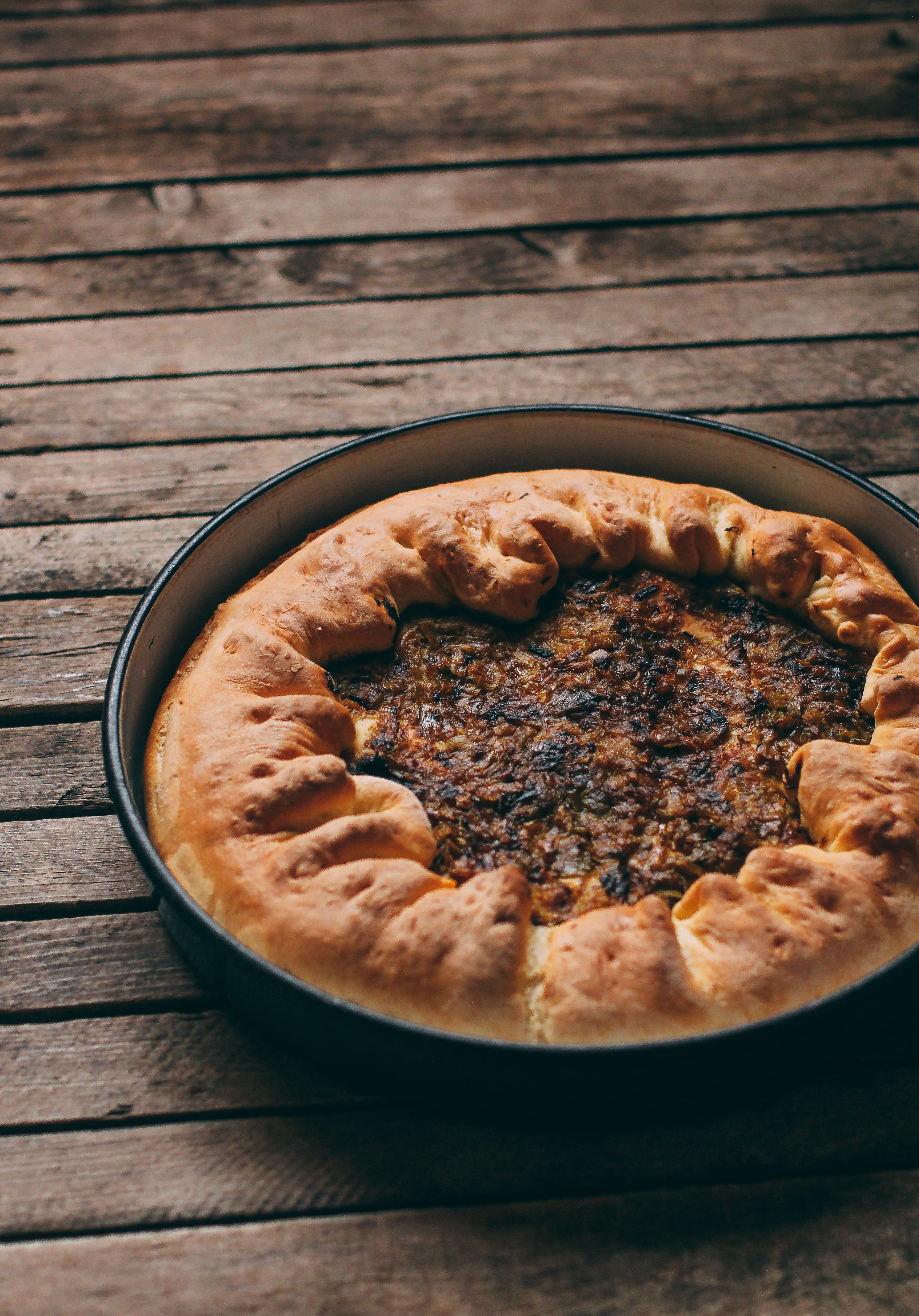 Zelnik — a turkish main course dish from Turkey — featuring spiral-wound phyllo, laminated layers, seasonal filling