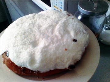 Boston bun — a australian main course dish from Australia — featuring spiced, coconut-iced, potato-crumb