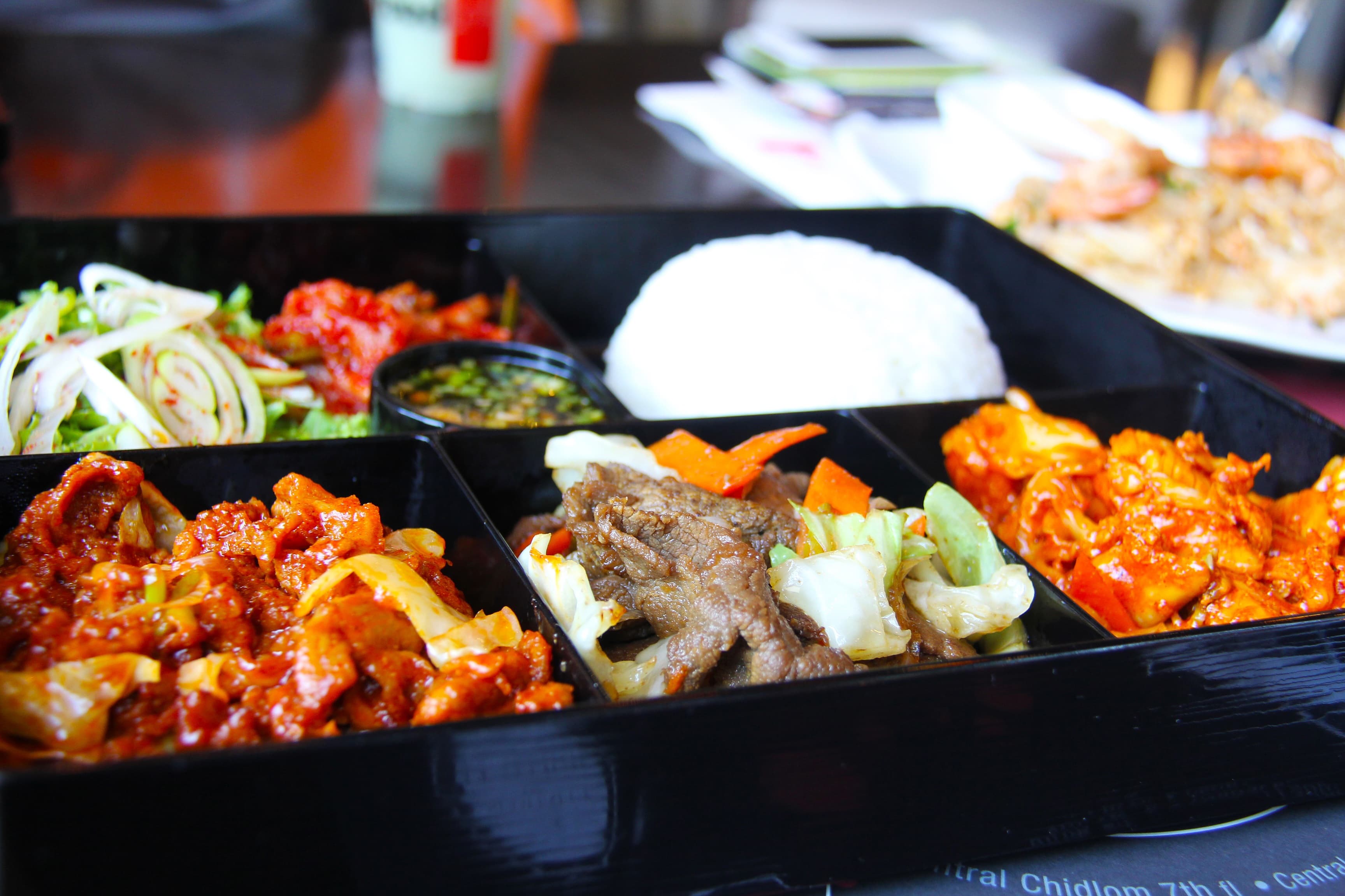Dosirak — a korea cuisine main course dish from Korea — featuring compartmented, portable, rice-centered