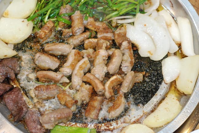 Gopchang — a korea cuisine main course dish from Korea — featuring offal-forward, chewy texture, grilled or stewed