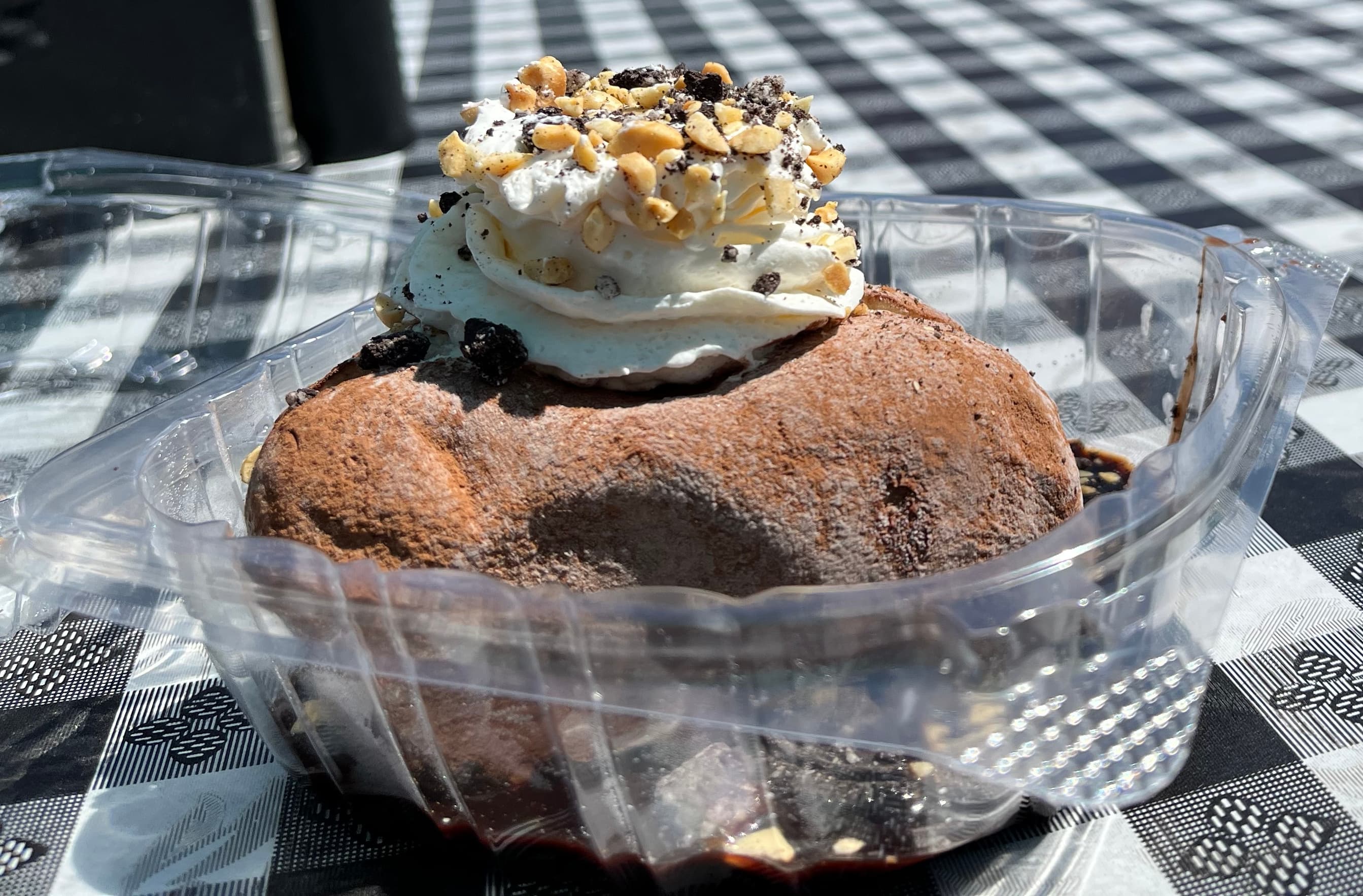 Ice cream potato — a american dessert dish from United States — featuring molded, cocoa-dusted, loaded-style