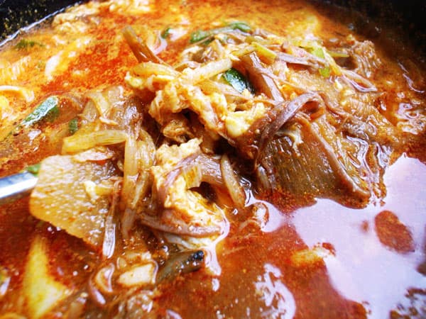 Yukgaejang — a korea cuisine main course dish from Korea — featuring long-simmered broth, shredded beef, layered textures