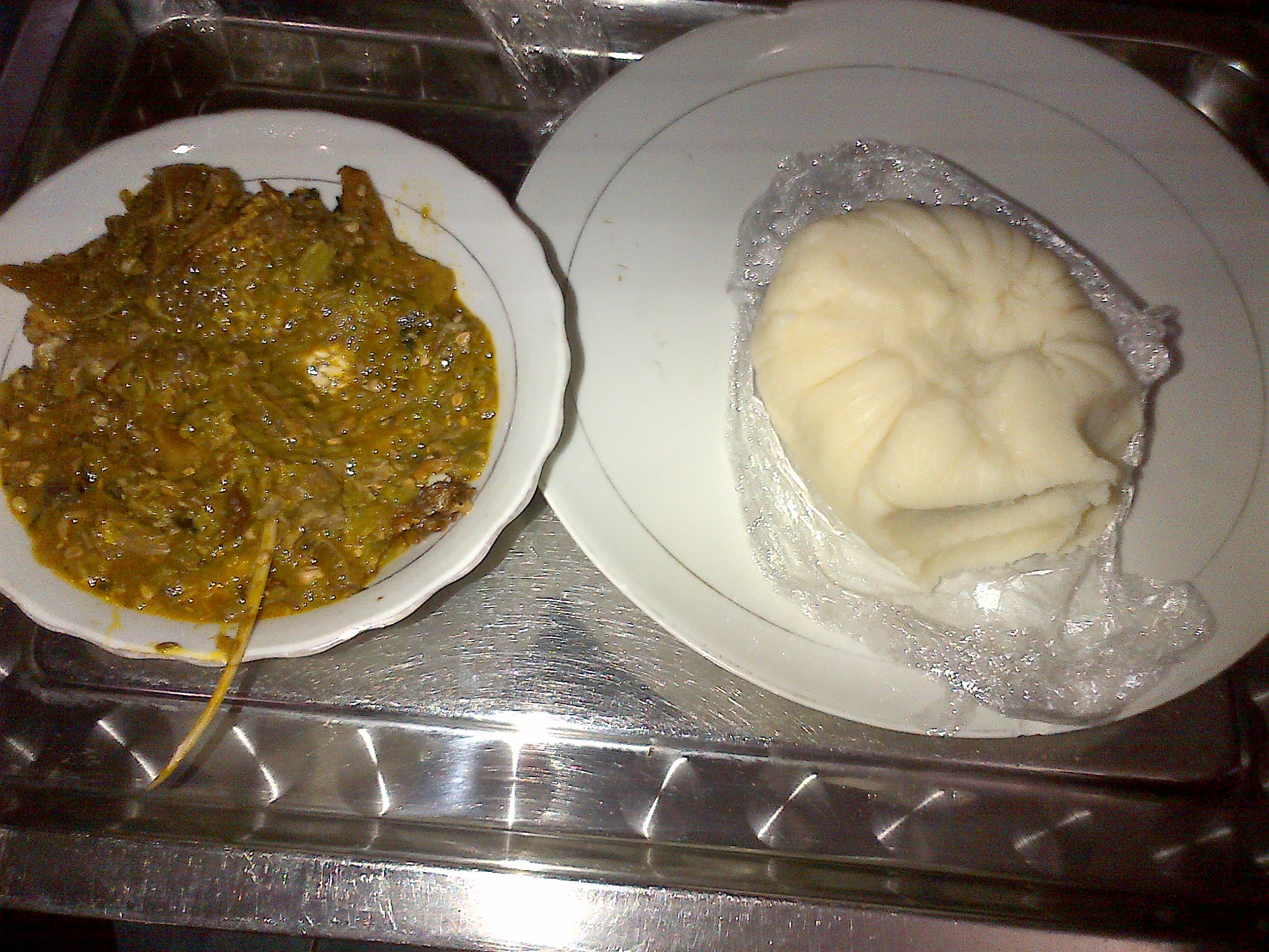 Draw soup — a nigerian main course dish from Nigeria — featuring viscous broth, okra-based, fufu-dipping