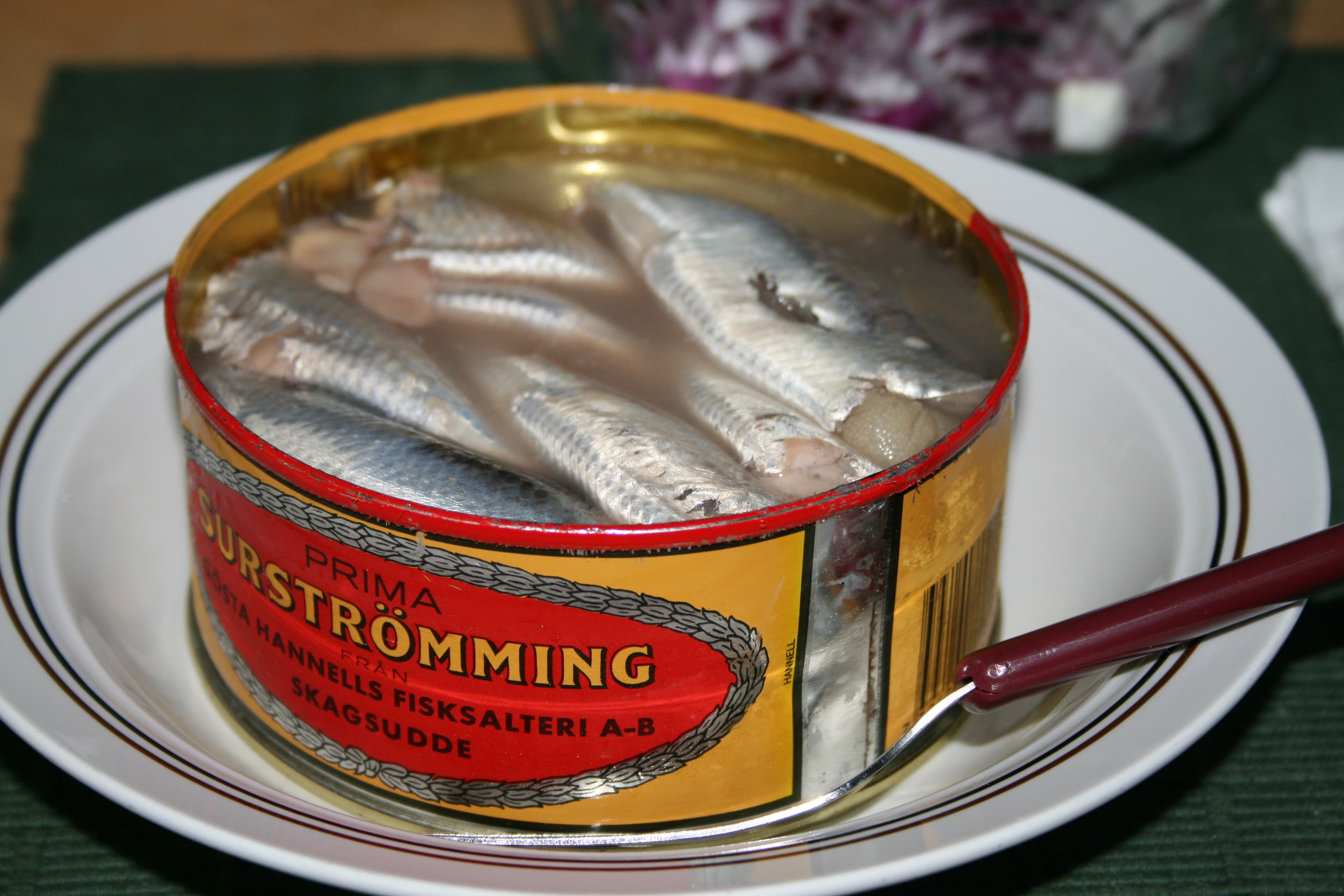 Surströmming — a swedish main course dish from Sweden — featuring fermented, Baltic herring, lightly salted